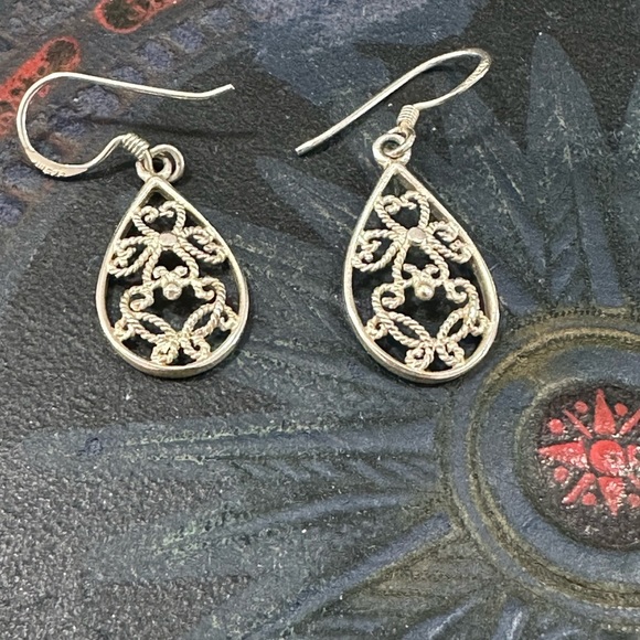 925 stamped silver earrings filigree - Picture 1 of 7